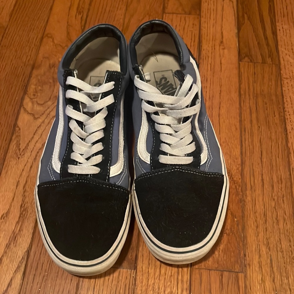 Blue and black vans sneakers